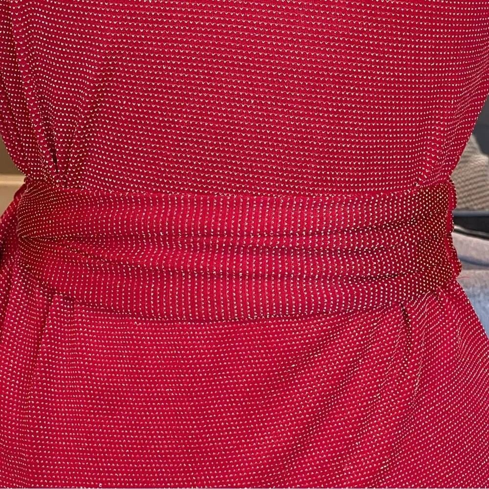 NWT $140 Michael Kors Red Dress Small Gold Metallic Faux-Wrap Crimson - Picture 9 of 15